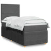 Stella Homewares Box Spring Bed with Mattress Dark Grey King Single Fabric
