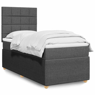 Stella Homewares Box Spring Bed with Mattress Dark Grey King Single Fabric