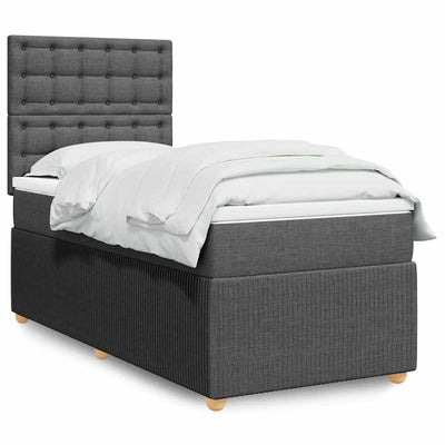 Stella Homewares Box Spring Bed with Mattress Dark Grey King Single Fabric