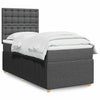 Stella Homewares Box Spring Bed with Mattress Dark Grey King Single Fabric