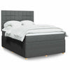 Stella Homewares Box Spring Bed with Mattress Dark Grey Double Fabric
