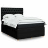 Stella Homewares Box Spring Bed with Mattress Black Double Fabric