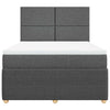 Stella Homewares Box Spring Bed with Mattress Dark Grey Queen Fabric