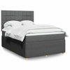 Stella Homewares Box Spring Bed with Mattress Dark Grey Queen Fabric