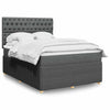 Stella Homewares Box Spring Bed with Mattress Dark Grey Queen Fabric
