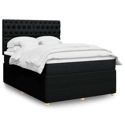 Stella Homewares Box Spring Bed with Mattress Black Queen Fabric
