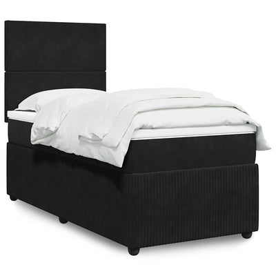 Stella Homewares Box Spring Bed with Mattress Black King Single Velvet
