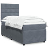 Stella Homewares Box Spring Bed with Mattress Dark Grey King Single Velvet