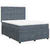 Stella Homewares Box Spring Bed with Mattress Dark Grey Double Velvet