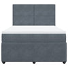 Stella Homewares Box Spring Bed with Mattress Dark Grey Double Velvet