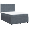 Stella Homewares Box Spring Bed with Mattress Dark Grey Queen Velvet
