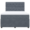 Stella Homewares Box Spring Bed with Mattress Dark Grey Queen Velvet