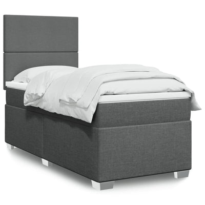 Stella Homewares Box Spring Bed with Mattress Dark Grey King Single Fabric
