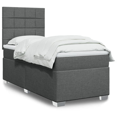 Stella Homewares Box Spring Bed with Mattress Dark Grey King Single Fabric