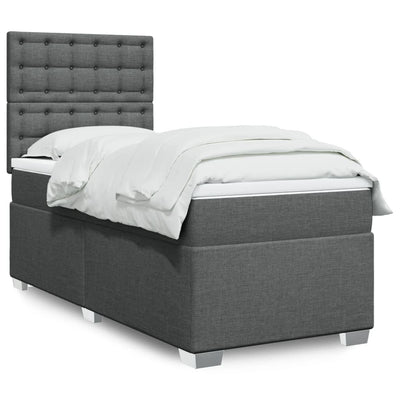 Stella Homewares Box Spring Bed with Mattress Dark Grey King Single Fabric