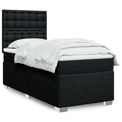 Stella Homewares Box Spring Bed with Mattress Black King Single Fabric