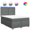 Stella Homewares Box Spring Bed with Mattress Dark Grey Queen Fabric