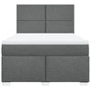 Stella Homewares Box Spring Bed with Mattress Dark Grey Queen Fabric