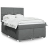 Stella Homewares Box Spring Bed with Mattress Dark Grey Queen Fabric