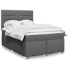 Stella Homewares Box Spring Bed with Mattress Dark Grey Queen Fabric
