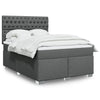 Stella Homewares Box Spring Bed with Mattress Dark Grey Queen Fabric