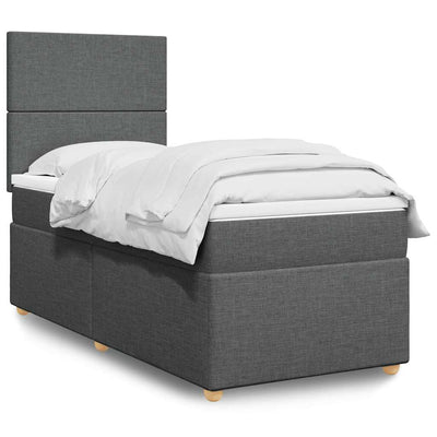 Stella Homewares Box Spring Bed with Mattress Dark Grey King Single Fabric