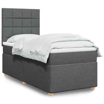 Stella Homewares Box Spring Bed with Mattress Dark Grey King Single Fabric