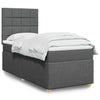 Stella Homewares Box Spring Bed with Mattress Dark Grey King Single Fabric