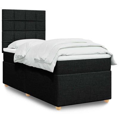 Stella Homewares Box Spring Bed with Mattress Black King Single Fabric