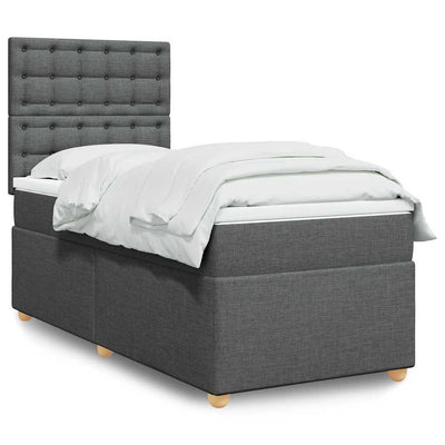 Stella Homewares Box Spring Bed with Mattress Dark Grey King Single Fabric