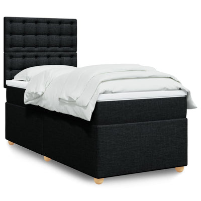 Stella Homewares Box Spring Bed with Mattress Black King Single Fabric