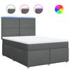 Stella Homewares Box Spring Bed with Mattress Dark Grey Queen Fabric