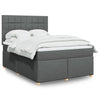 Stella Homewares Box Spring Bed with Mattress Dark Grey Queen Fabric