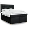 Stella Homewares Box Spring Bed with Mattress Black Queen Fabric
