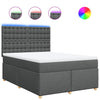 Stella Homewares Box Spring Bed with Mattress Dark Grey Queen Fabric