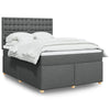 Stella Homewares Box Spring Bed with Mattress Dark Grey Queen Fabric