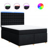 Stella Homewares Box Spring Bed with Mattress Black Queen Fabric