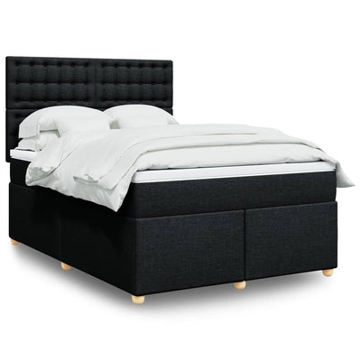 Stella Homewares Box Spring Bed with Mattress Black Queen Fabric