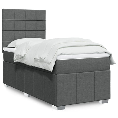 Stella Homewares Box Spring Bed with Mattress Dark Grey King Single Fabric