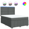 Stella Homewares Box Spring Bed with Mattress Dark Grey Double Fabric