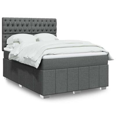 Stella Homewares Box Spring Bed with Mattress Dark Grey Double Fabric