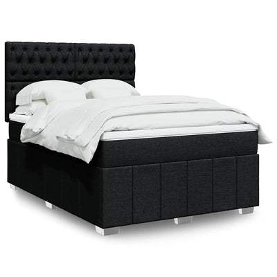 Stella Homewares Box Spring Bed with Mattress Black Queen Fabric