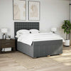 Stella Homewares Box Spring Bed with Mattress Dark Grey Queen Fabric