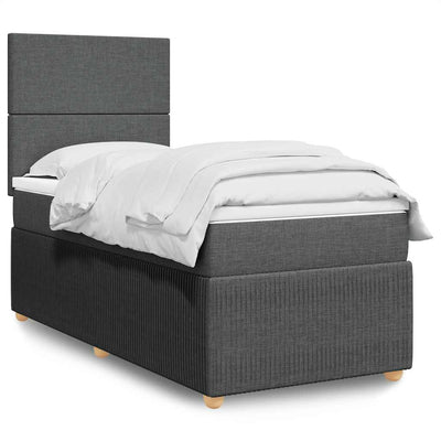 Stella Homewares Box Spring Bed with Mattress Dark Grey King Single Fabric