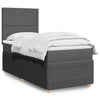 Stella Homewares Box Spring Bed with Mattress Dark Grey King Single Fabric
