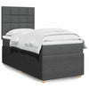 Stella Homewares Box Spring Bed with Mattress Dark Grey King Single Fabric