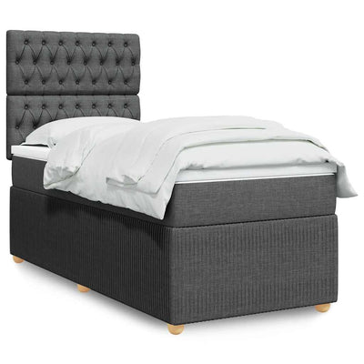 Stella Homewares Box Spring Bed with Mattress Dark Grey King Single Fabric