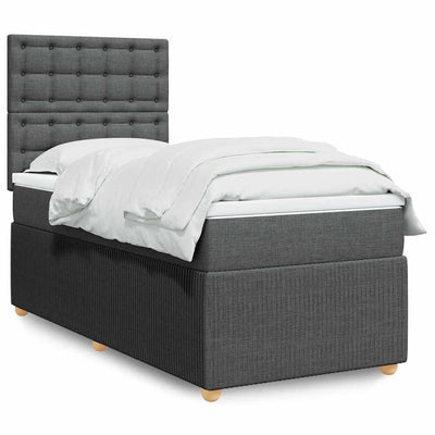 Stella Homewares Box Spring Bed with Mattress Dark Grey King Single Fabric