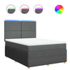 Stella Homewares Box Spring Bed with Mattress Dark Grey Queen Fabric
