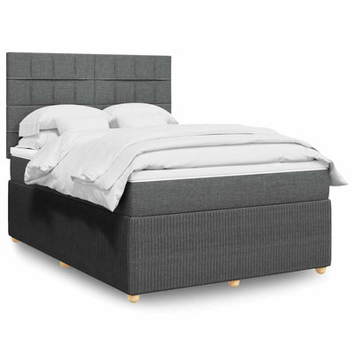 Stella Homewares Box Spring Bed with Mattress Dark Grey Queen Fabric